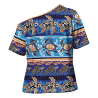 Hawaii Turtles Pattern Special Blue Cross Shoulder Shirt LT01 - Polynesian Pride