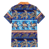 Hawaii Turtles Pattern Special Blue Family Matching Long Sleeve Bodycon Dress and Hawaiian Shirt - Polynesian Pride