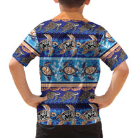 Hawaii Turtles Pattern Special Blue Family Matching Off The Shoulder Long Sleeve Dress and Hawaiian Shirt - Polynesian Pride