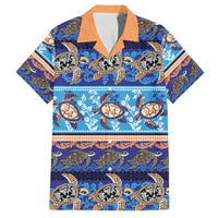 Hawaii Turtles Pattern Special Blue Family Matching Short Sleeve Bodycon Dress and Hawaiian Shirt - Polynesian Pride