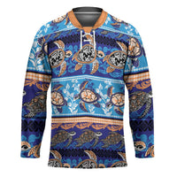 Hawaii Turtles Pattern Special Blue Hockey Jersey - Polynesian Pride