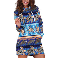Hawaii Turtles Pattern Special Blue Hoodie Dress - Polynesian Pride