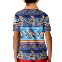 Hawaii Turtles Pattern Special Blue Kid Polo Shirt - Polynesian Pride