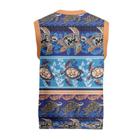 Hawaii Turtles Pattern Special Blue Christmas Knitted V-Neck Vest - Polynesian Pride