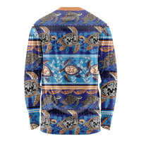 Hawaii Turtles Pattern Special Blue Long Sleeve Shirt LT01 - Polynesian Pride