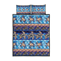 Hawaii Turtles Pattern Special Blue Quilt Bed Set - Polynesian Pride