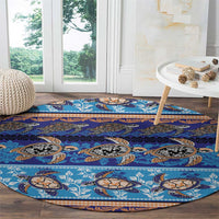 Hawaii Turtles Pattern Special Blue Round Carpet - Polynesian Pride
