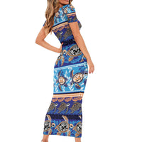 Hawaii Turtles Pattern Special Blue Short Sleeve Bodycon Dress - Polynesian Pride