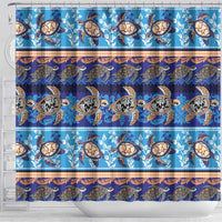 Hawaii Turtles Pattern Special Blue Shower Curtain - Polynesian Pride