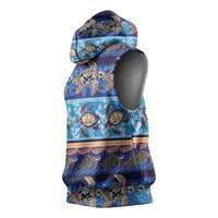Hawaii Turtles Pattern Special Blue Sleeveless Hoodie - Polynesian Pride