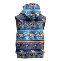 Hawaii Turtles Pattern Special Blue Sleeveless Zip Hoodie LT01 - Polynesian Pride