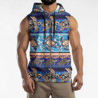 Hawaii Turtles Pattern Special Blue Sleeveless Zip Hoodie - Polynesian Pride