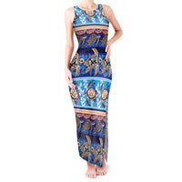 Hawaii Turtles Pattern Special Blue Tank Maxi Dress - Polynesian Pride