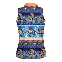 Hawaii Turtles Pattern Special Blue Women Sleeveless Polo Shirt LT01 - Polynesian Pride