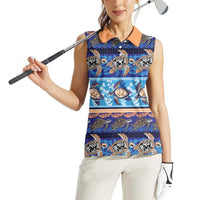 Hawaii Turtles Pattern Special Blue Women Sleeveless Polo Shirt LT01 - Polynesian Pride