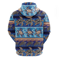 Hawaii Turtles Pattern Special Blue Zip Hoodie - Polynesian Pride