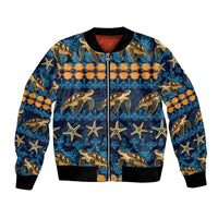 Hawaii Turtles Starfish Unique Pattern Bomber Jacket - Polynesian Pride