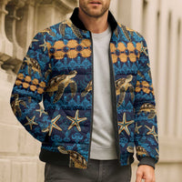 Hawaii Turtles Starfish Unique Pattern Bomber Puffer Jacket - Polynesian Pride