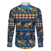 Hawaii Turtles Starfish Unique Pattern Family Matching Off Shoulder Maxi Dress and Hawaiian Shirt - Polynesian Pride