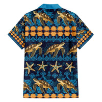 Hawaii Turtles Starfish Unique Pattern Family Matching Tank Maxi Dress and Hawaiian Shirt - Polynesian Pride