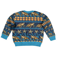 Hawaii Turtles Starfish Unique Pattern Kid Ugly Christmas Sweater - Polynesian Pride