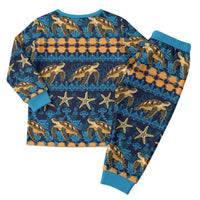 Hawaii Turtles Starfish Unique Pattern Christmas Pajama Set - Polynesian Pride