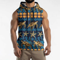 Hawaii Turtles Starfish Unique Pattern Sleeveless Zip Hoodie - Polynesian Pride