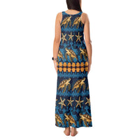Hawaii Turtles Starfish Unique Pattern Tank Maxi Dress - Polynesian Pride