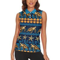 Hawaii Turtles Starfish Unique Pattern Women Sleeveless Polo Shirt LT01 - Polynesian Pride
