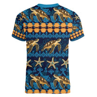 Hawaii Turtles Starfish Unique Pattern Women V-Neck T-Shirt LT01 - Polynesian Pride