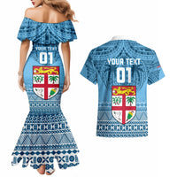 Custom Fiji Rugby Couples Matching Mermaid Dress and Hawaiian Shirt Fijian Go 2023 World Cup LT01 - Polynesian Pride