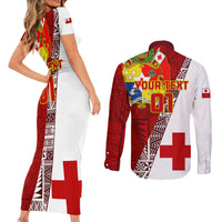 Custom Tonga Rugby Couples Matching Short Sleeve Bodycon Dress and Long Sleeve Button Shirts Tongan Go 2023 World Cup LT01 - Polynesian Pride