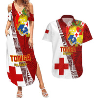 Custom Tonga Rugby Couples Matching Summer Maxi Dress and Hawaiian Shirt Tongan Go 2023 World Cup LT01 Red - Polynesian Pride