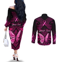 personalised-pink-out-couples-matching-off-the-shoulder-long-sleeve-dress-and-long-sleeve-button-shirts-breast-cancer-awareness-polynesian-pattern-black-version