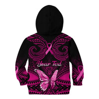 Personalised Pink Out Kid Hoodie Breast Cancer Awareness Polynesian Pattern Black Version LT01 - Polynesian Pride