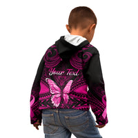 Personalised Pink Out Kid Hoodie Breast Cancer Awareness Polynesian Pattern Black Version LT01 - Polynesian Pride