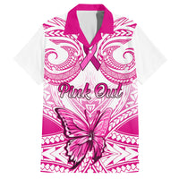 Personalised Pink Out Family Matching Puletasi Dress and Hawaiian Shirt Breast Cancer Awareness Polynesian Pattern White Version LT01 Dad's Shirt - Short Sleeve White - Polynesian Pride