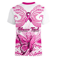 personalised-pink-out-women-v-neck-t-shirt-breast-cancer-awareness-polynesian-pattern-white-version