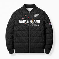 Custom Football New Zealand Bomber Puffer Jacket Aotearoa United Black Version - Polynesian Pride