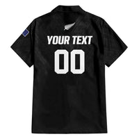 Custom Football New Zealand Family Matching Long Sleeve Bodycon Dress and Hawaiian Shirt Aotearoa United Black Version - Polynesian Pride