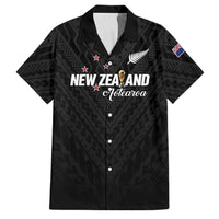 Custom Football New Zealand Family Matching Tank Maxi Dress and Hawaiian Shirt Aotearoa United Black Version - Polynesian Pride