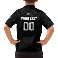 Custom Football New Zealand Kid Hawaiian Shirt Aotearoa United Black Version - Polynesian Pride
