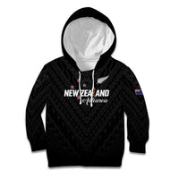 Custom Football New Zealand Kid Hoodie Aotearoa United Black Version - Polynesian Pride