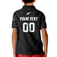 Custom Football New Zealand Kid Polo Shirt Aotearoa United Black Version - Polynesian Pride