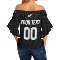 Custom Football New Zealand Off Shoulder Wrap Waist Top Aotearoa United Black Version LT01 - Polynesian Pride