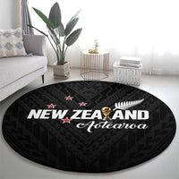 Football New Zealand Round Carpet Aotearoa United Black Version - Polynesian Pride
