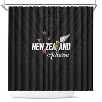 Football New Zealand Shower Curtain Aotearoa United Black Version - Polynesian Pride
