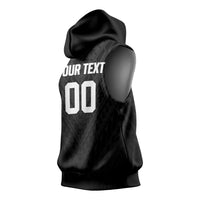 Custom Football New Zealand Sleeveless Hoodie Aotearoa United Black Version - Polynesian Pride