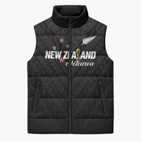 Custom Football New Zealand Sleeveless Puffer Jacket Aotearoa United Black Version - Polynesian Pride