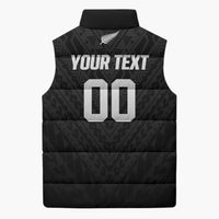 Custom Football New Zealand Sleeveless Puffer Jacket Aotearoa United Black Version - Polynesian Pride